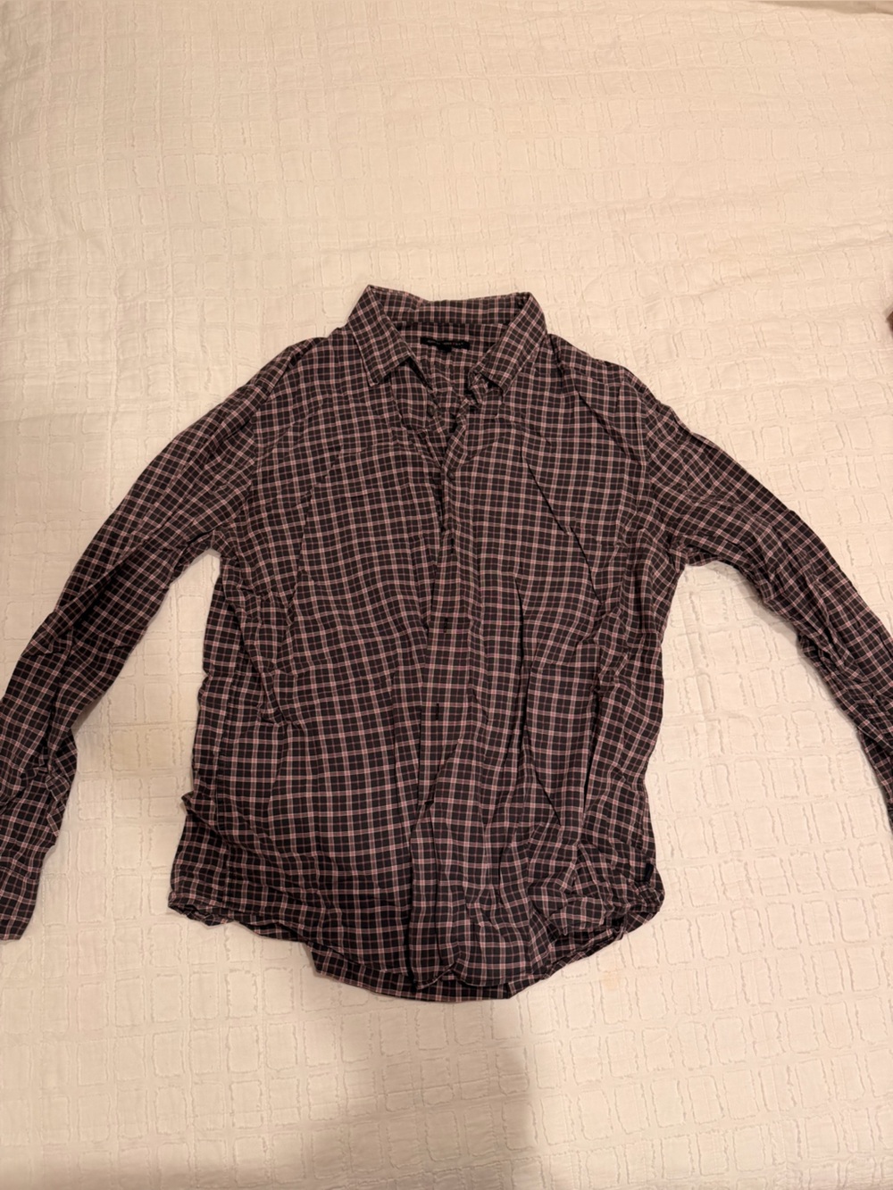 John Varvatos Black and Red Plaid Shirt